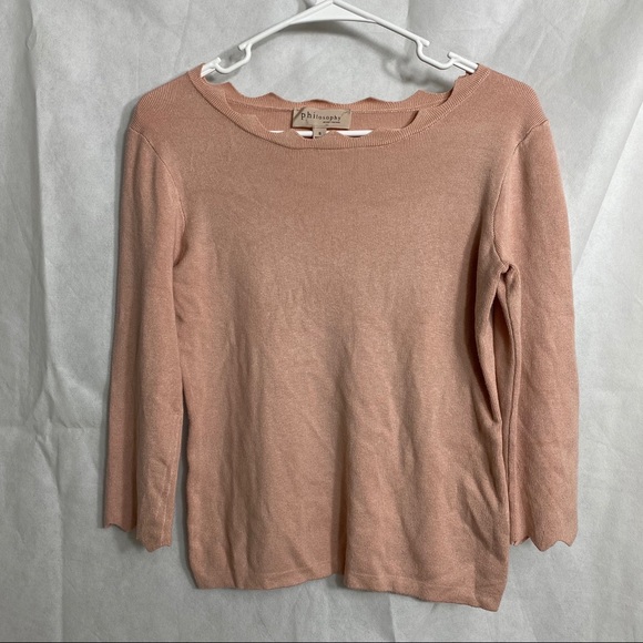 Anthropologie Philosophy | Blush Pink 3/4 Sweater - Picture 3 of 4
